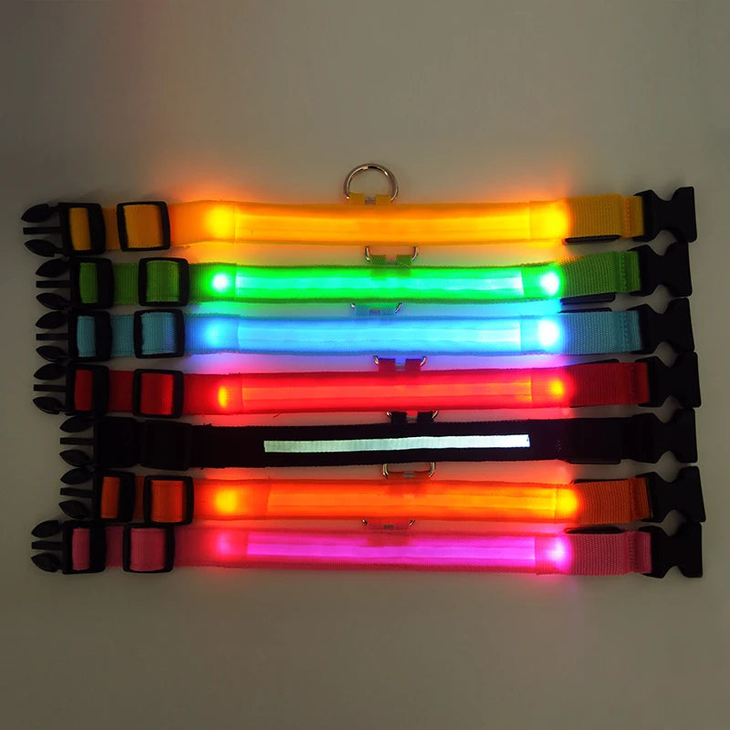 YUDODO Nylon LED Pet Dog Collars for animals Night Safety