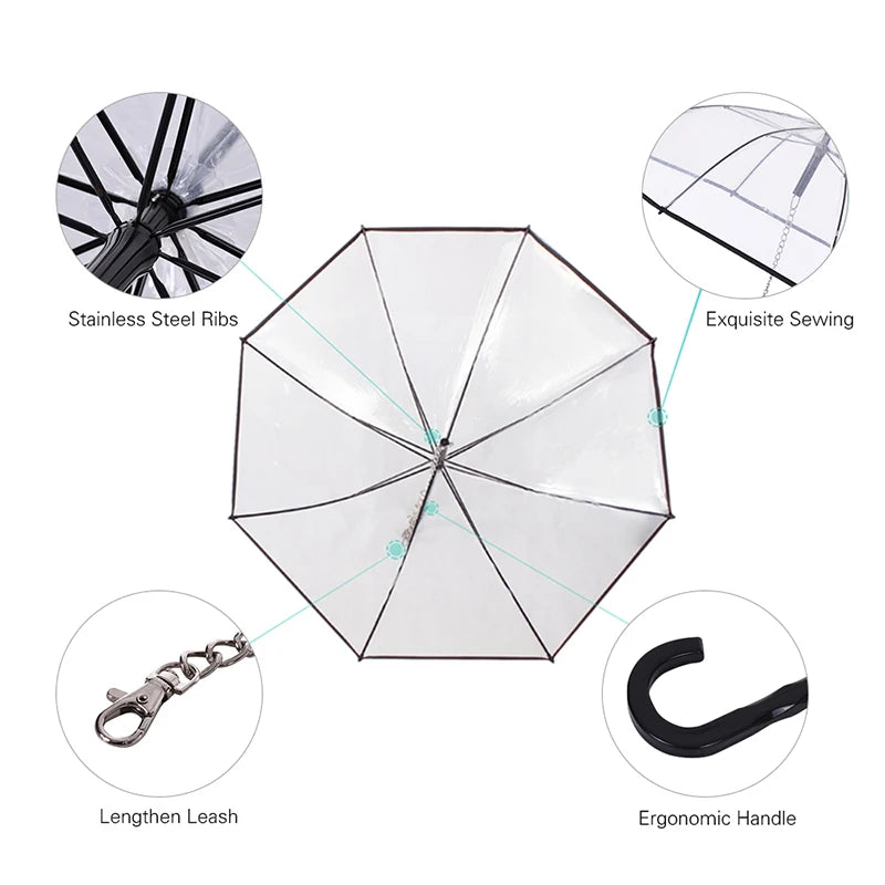 New Transparent Pet Umbrellas Small Dog Umbrella