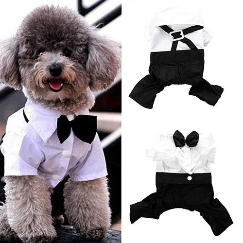 Hot! Pet Dog Cat Clothes Prince Tuxedo Bow Tie Suit
