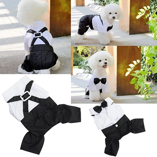 Hot! Pet Dog Cat Clothes Prince Tuxedo Bow Tie Suit