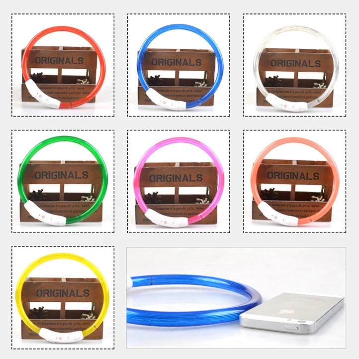 Pet Flashing Collar USB Rechargeable Glowing Necklace