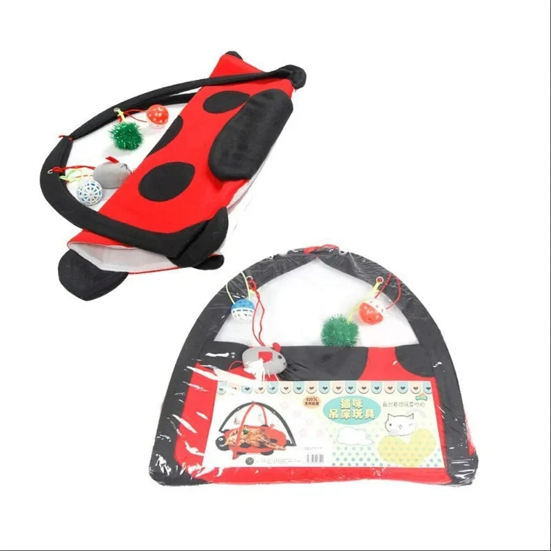 Pet Cat Toy Bed Kitten Tent with 4 Fun Bell Toy