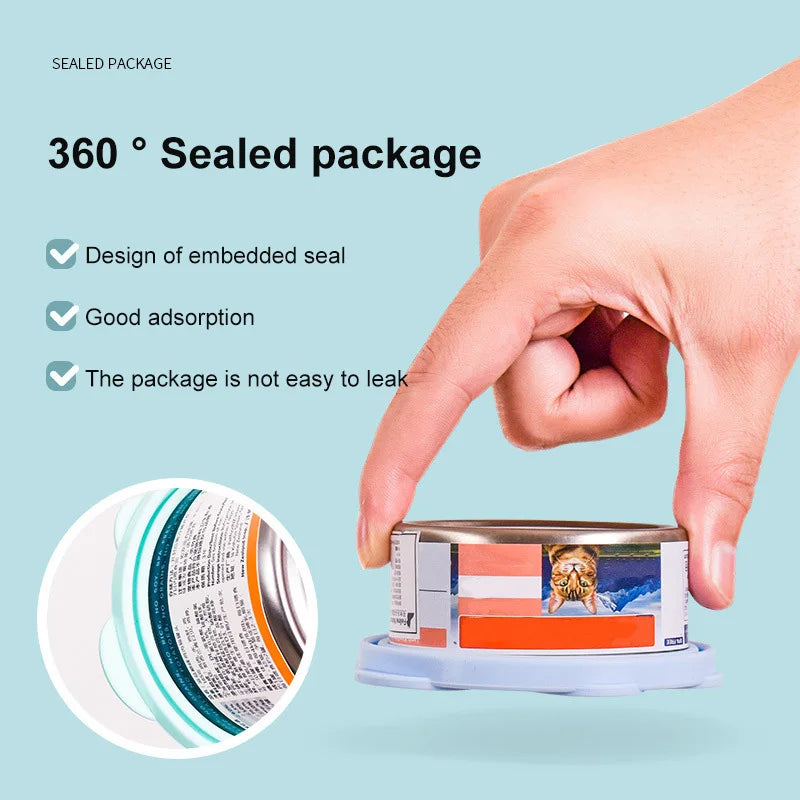 Portable Silicone Dog Cat Canned Lid 2 in 1 Food Sealer Spoon