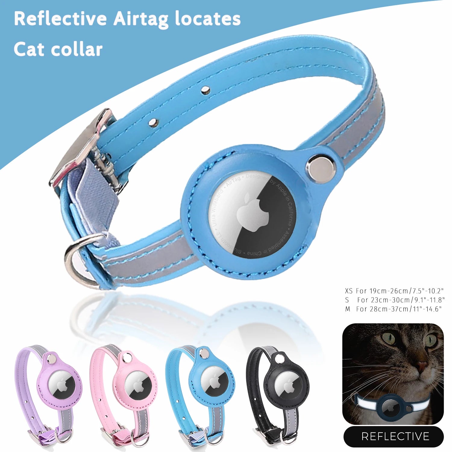 Reflective Pet Collars with Airtag Case collar for Cats