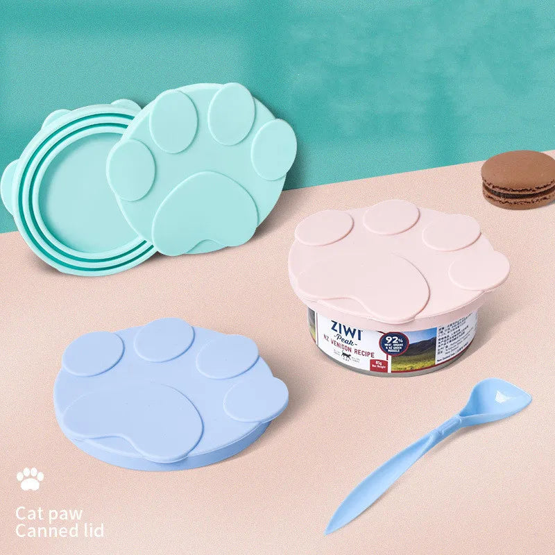 Portable Silicone Dog Cat Canned Lid 2 in 1 Food Sealer Spoon
