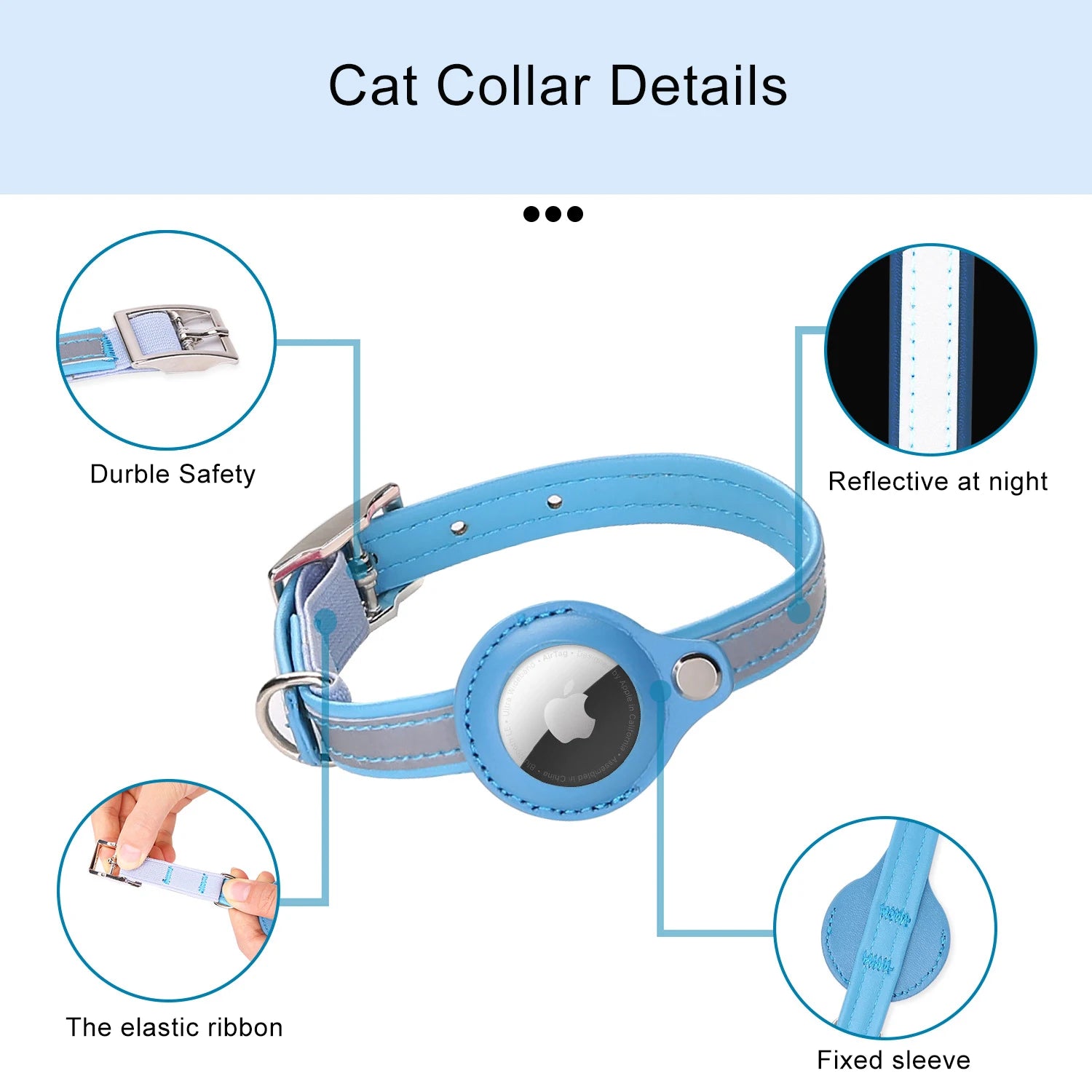 Reflective Pet Collars with Airtag Case collar for Cats