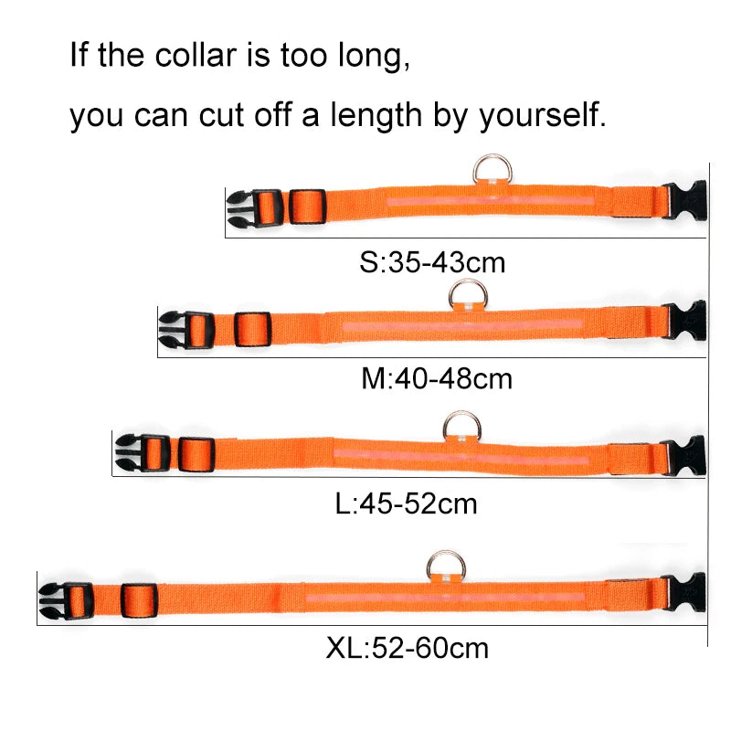 YUDODO Nylon LED Pet Dog Collars for animals Night Safety