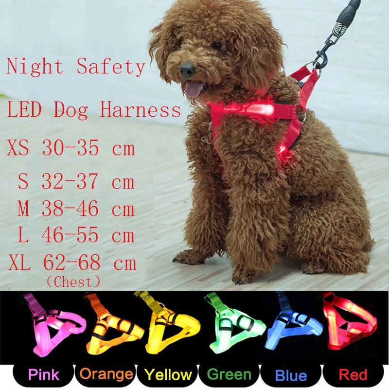 Nylon Pet Safety Harness Dog Accessories Flashing Light Harness L
