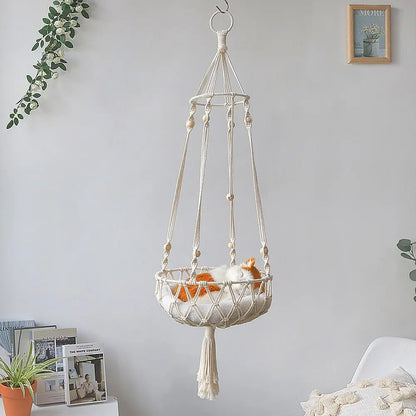 Large Macrame Cat Hammock Macrame Hanging Swing Cat Dog Bed