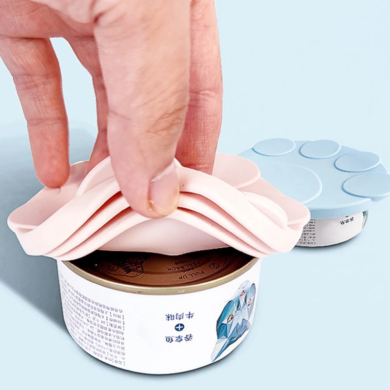 Portable Silicone Dog Cat Canned Lid 2 in 1 Food Sealer Spoon