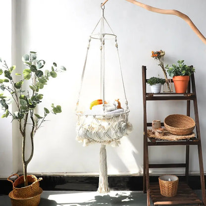 Large Macrame Cat Hammock Macrame Hanging Swing Cat Dog Bed