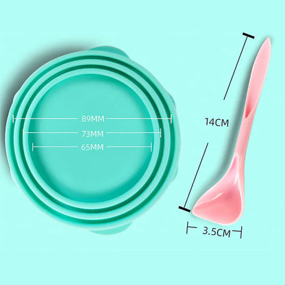 Portable Silicone Dog Cat Canned Lid 2 in 1 Food Sealer Spoon